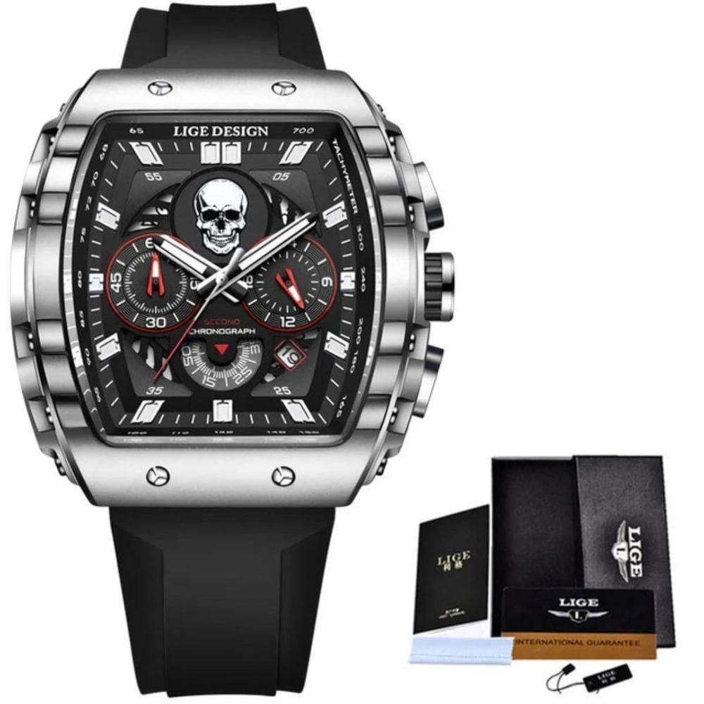 Relógio 9112 De Silicone Impermeável Masculino, Militar, Esporte Cinza