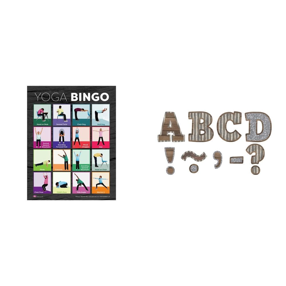 Kit combinado de cartões de bingo Casafoyer Yoga com letras magnéticas