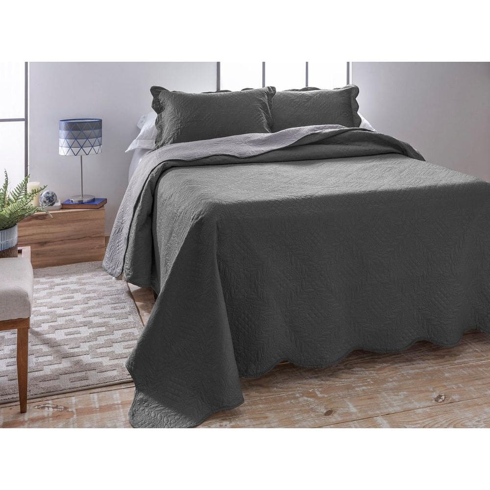 Kit Colcha Jolitex Queen Dyuri Ultrassonic Grafite