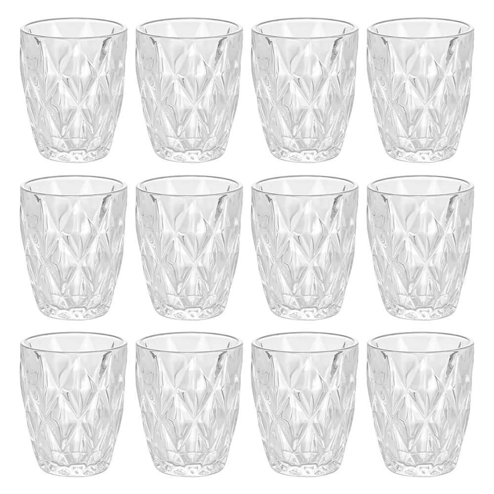 Jogo Copos Vidro Diamond Transparente 270ml 12pçs - Lyor