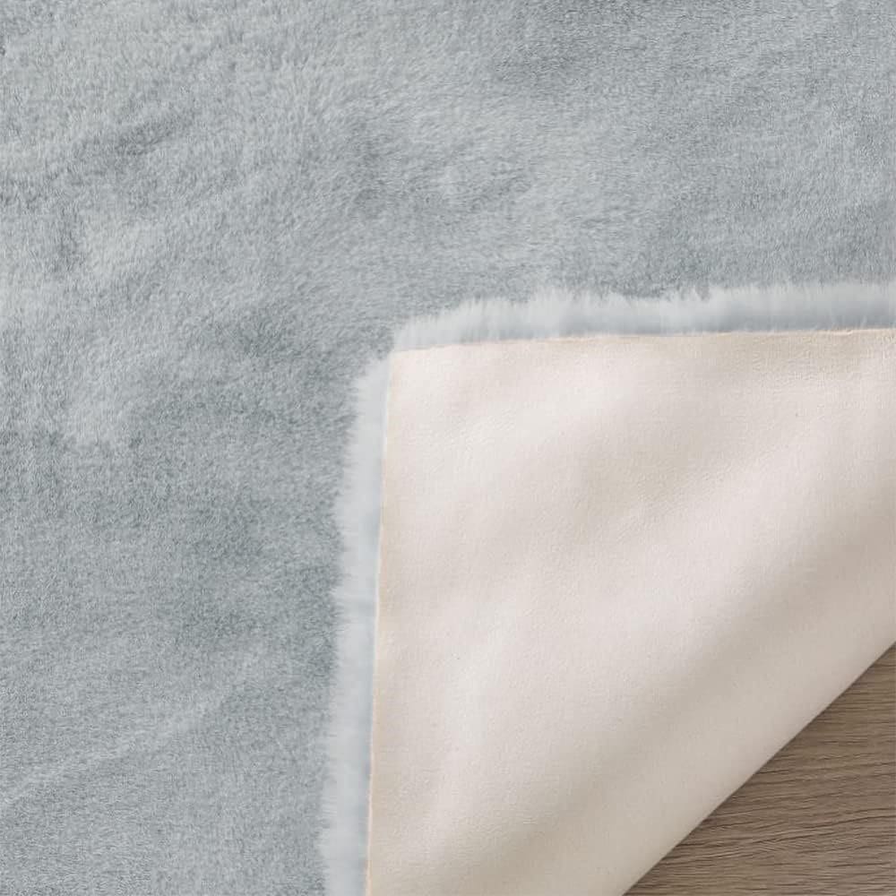 Tapete Pele De Coelho Redondo Melody 140cm - Jolitex - Cinza