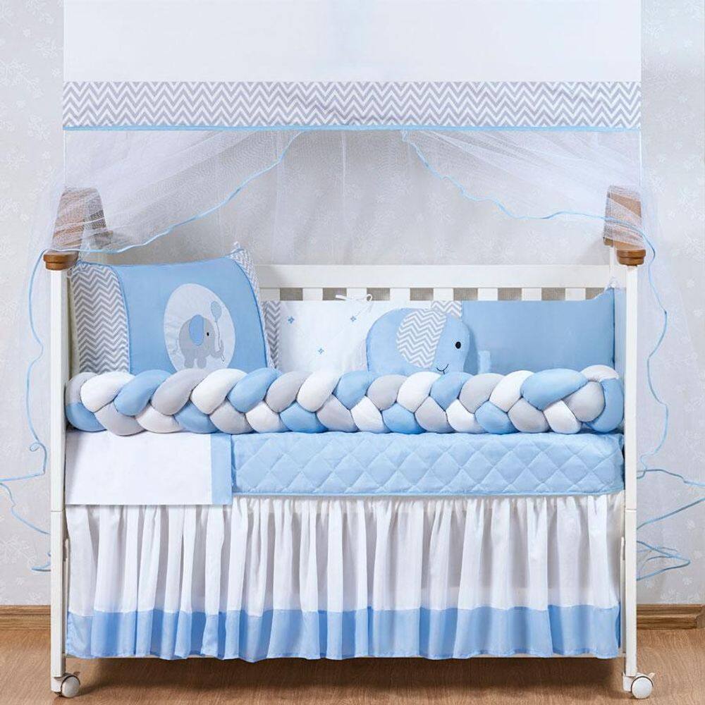 Kit Berço Elefante 14 Peças 100% Algodão - Tamanho Variado