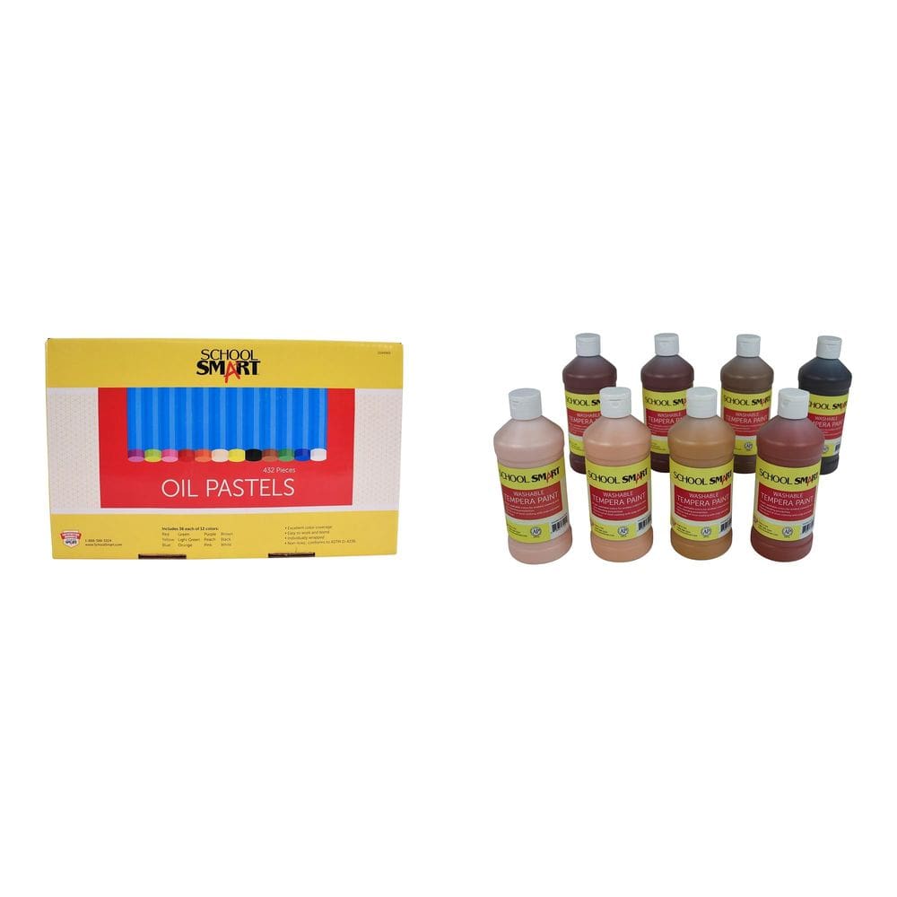 Art Set Casafoyer Oil Pastels 432 e tintas de têmpera laváveis 8x500ml