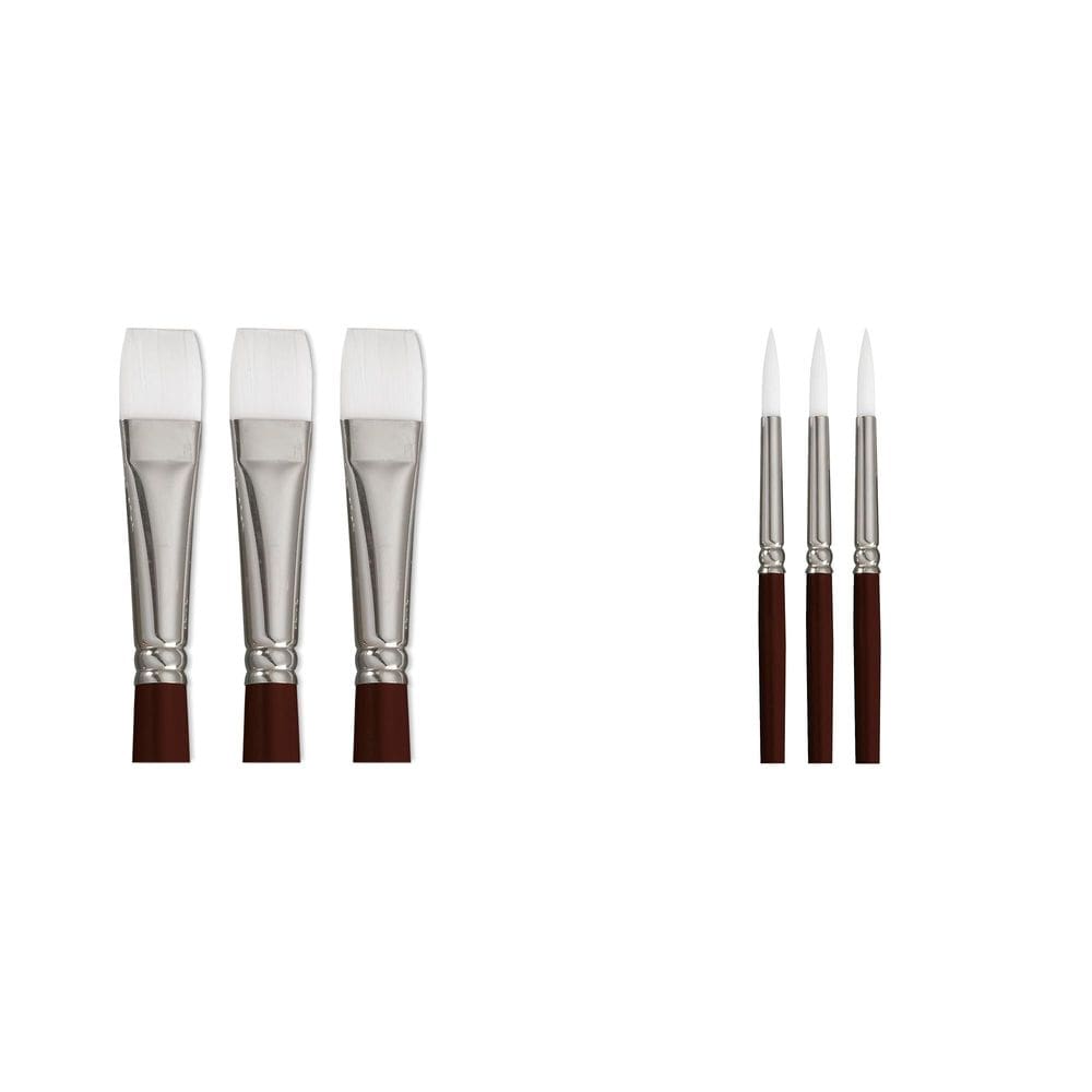 Pincéis de pintura Casafoyer Optimum White Taklon planos e redondos