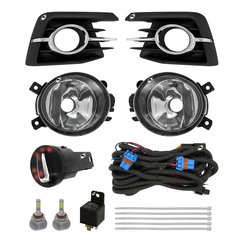 Kit Farol de Milha Neblina Gol Voyage G7 2016 a 2018 Friso Cromado + Kit Lâmpada Super LED 6000K