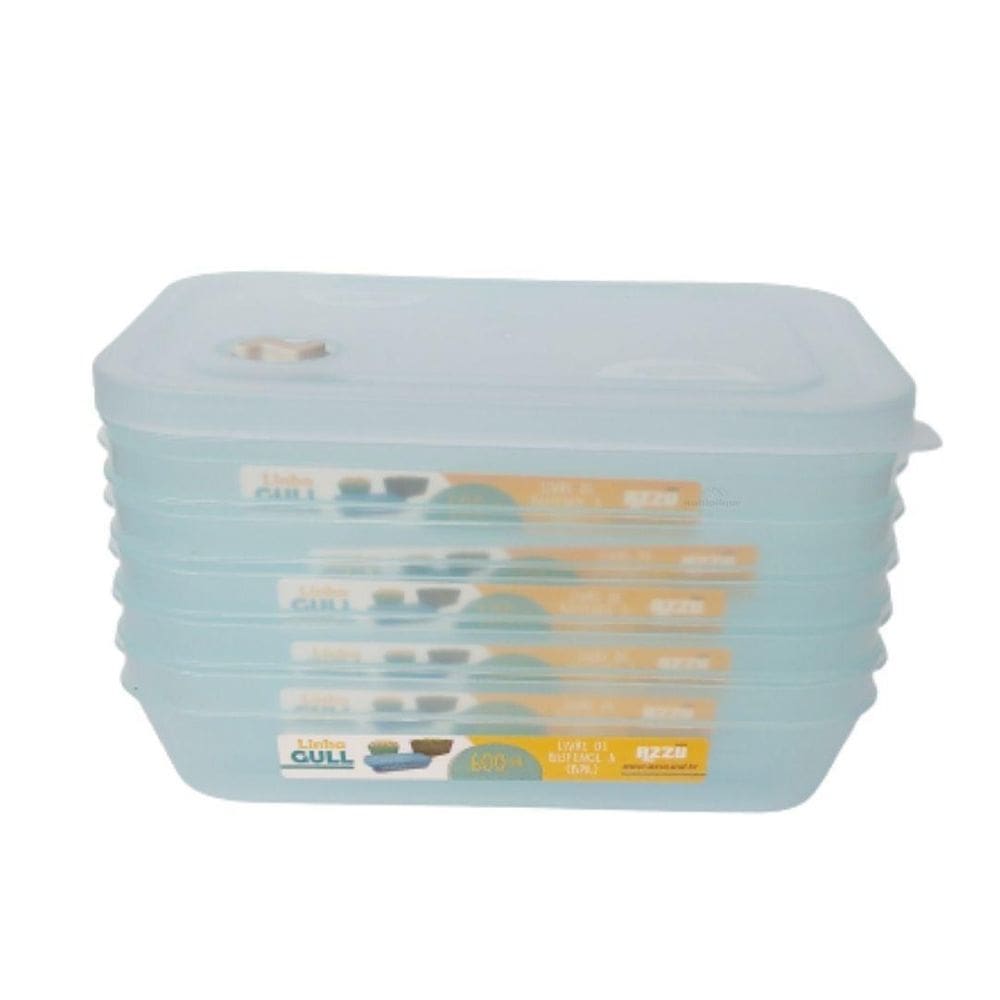 Kit 06 Pote Plastico Gull Válvula Translucido 600Ml Azul