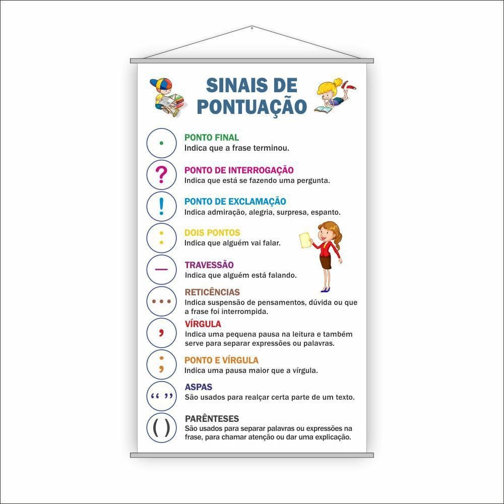 Banner Pedagógico Escolar Sinais De Pontuação 120X65Cm