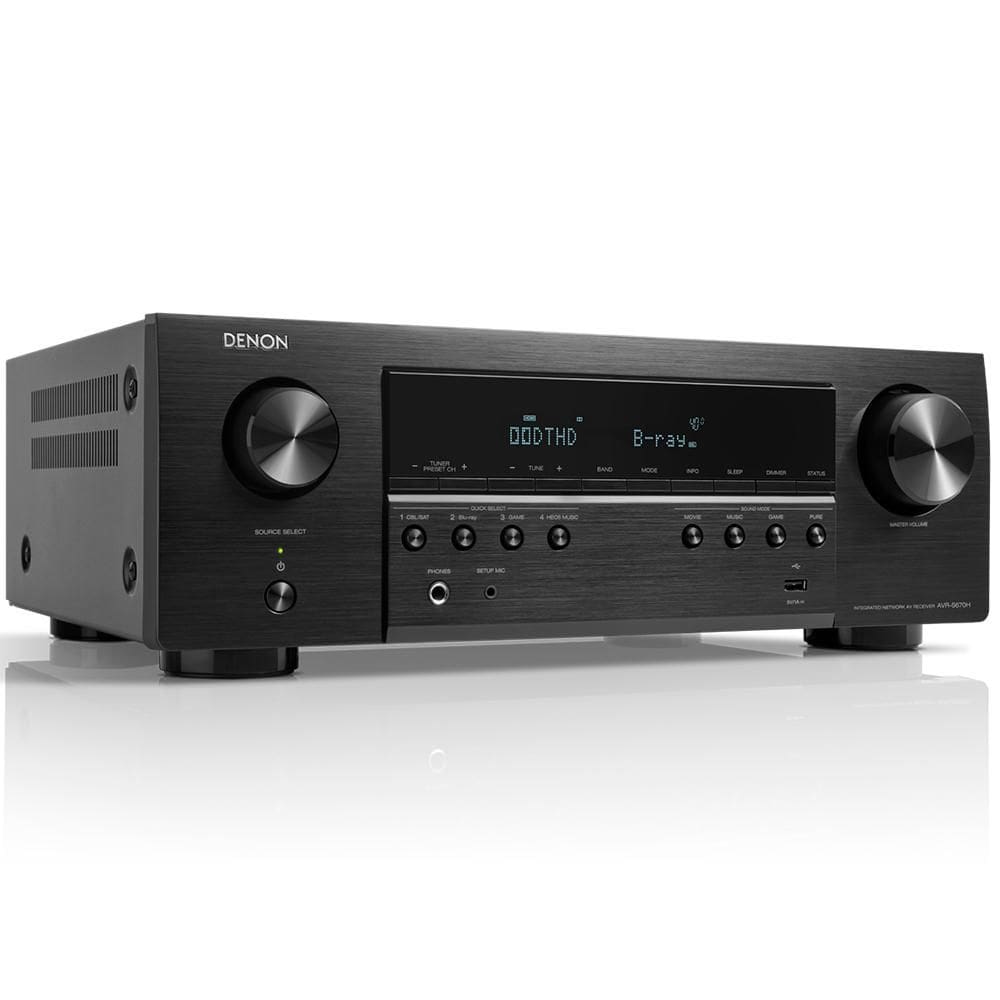 Receiver Denon AVR-S670H 5.2ch 75W 8K UHD Dolby TrueHD DTS HD Heos Integrado VRR Wi-Fi Bluetooth Preto 110v