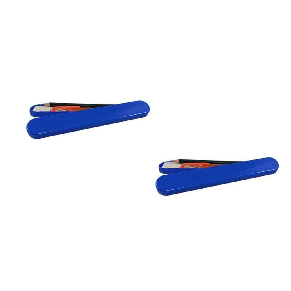 Kit 2 Mini Estojo Azul Plástico