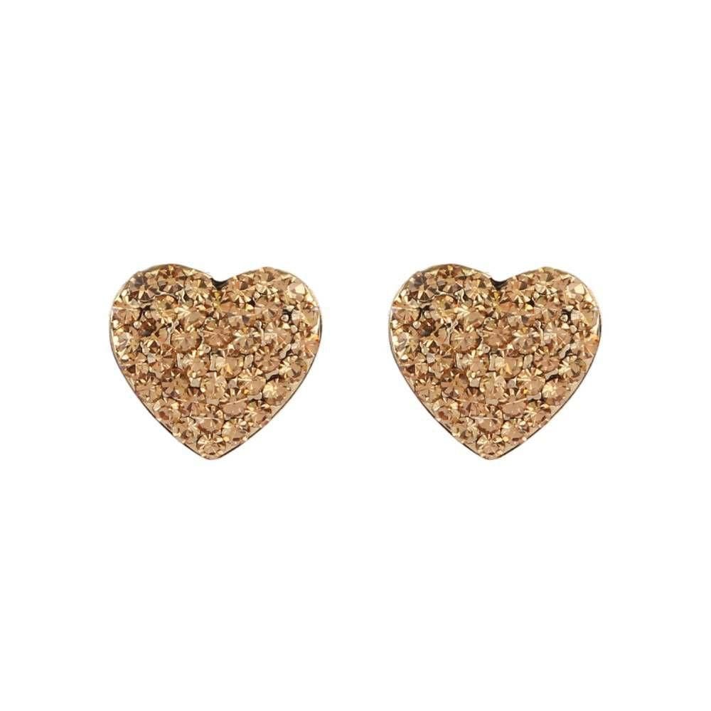 Brinco Armazem Rr Bijoux Coração Cravejado Dourado