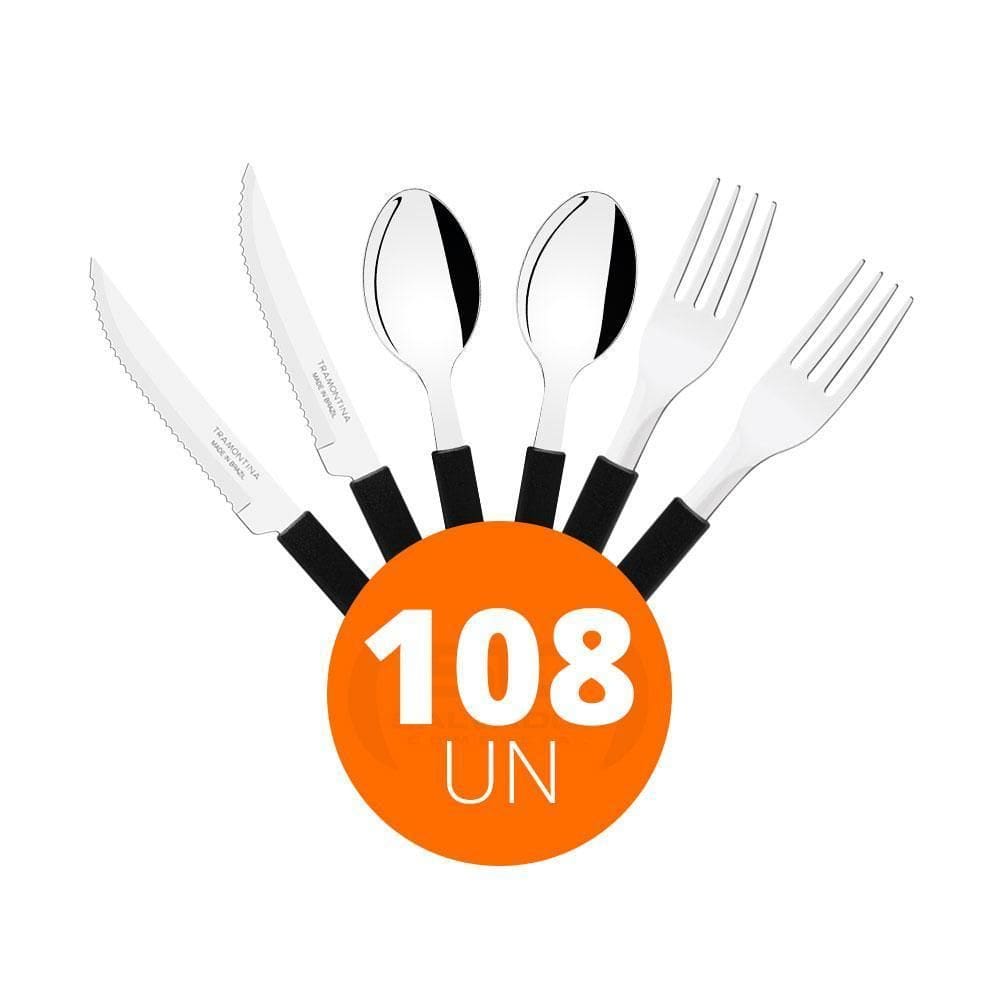 Jogo Facas, Garfos Colheres Leme 108Peças Inox Tramontina