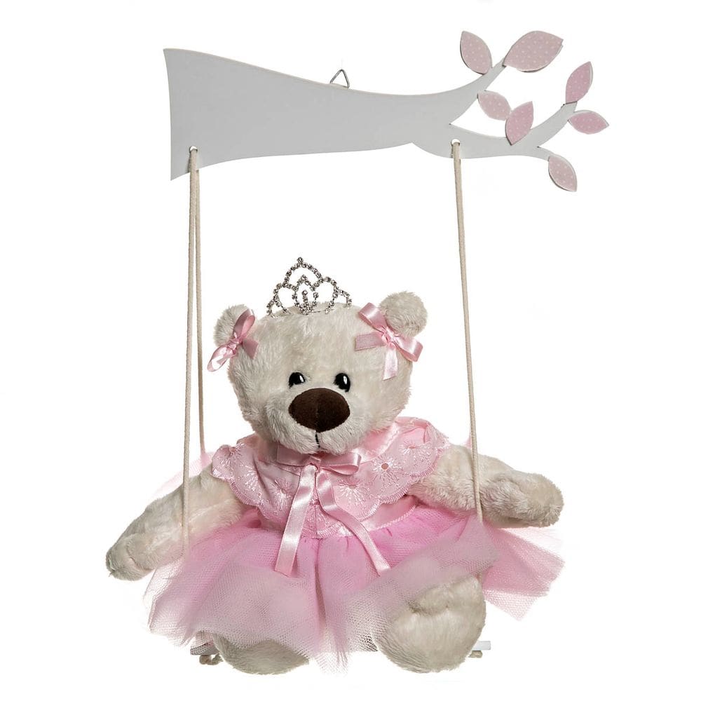 Balança  Com Ursa Bailarina Rosa Quarto Bebê Infantil Menina