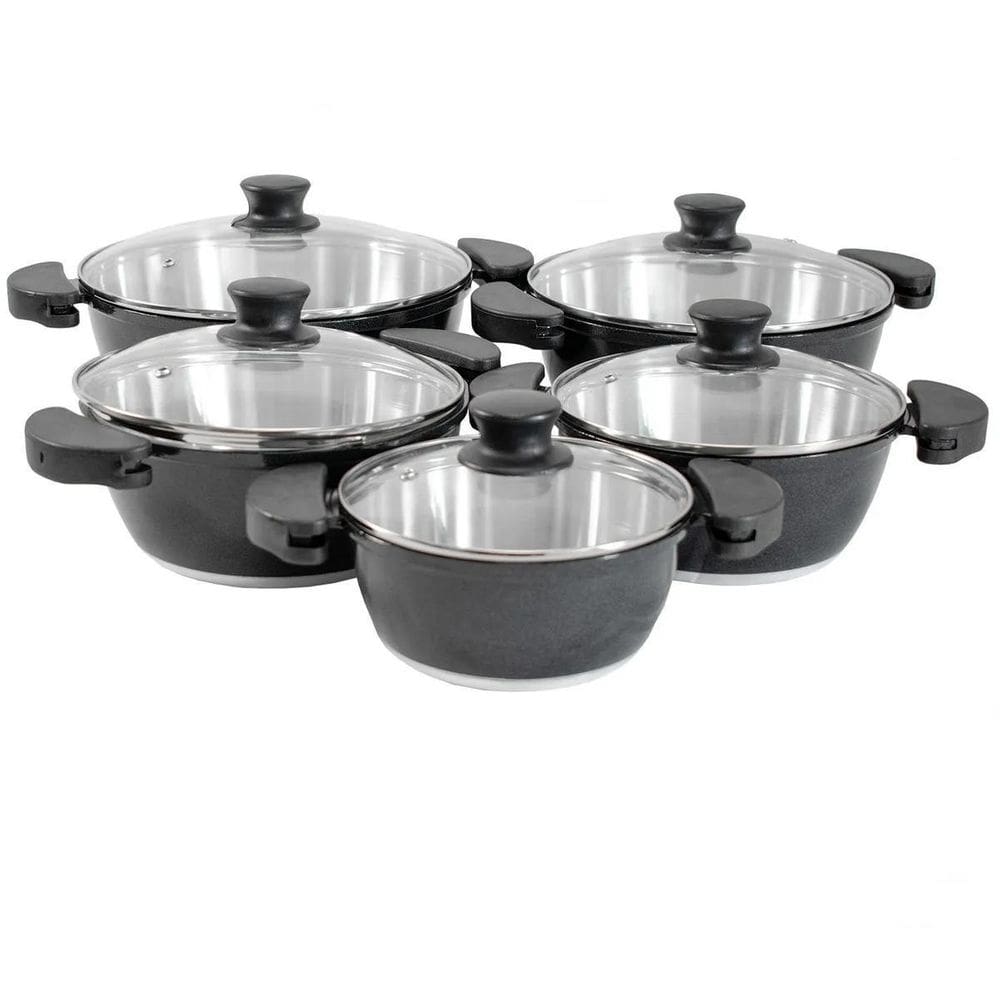 Conjunto Panelas Alumínio Fundido Gulê 5 pç Tampa De Vidro