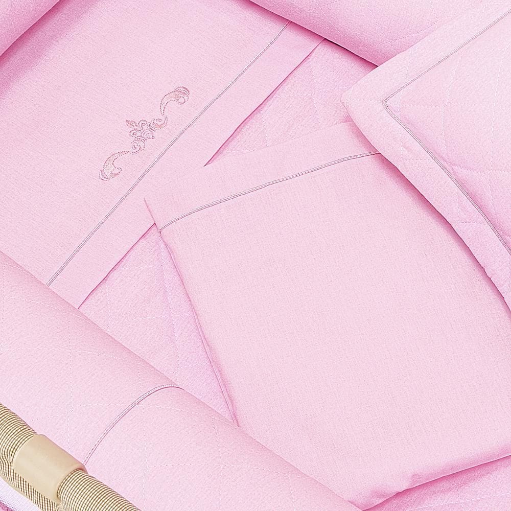 Jogo De Lençol Berço Desmontável 3 Peças Big Arabesco Rosa