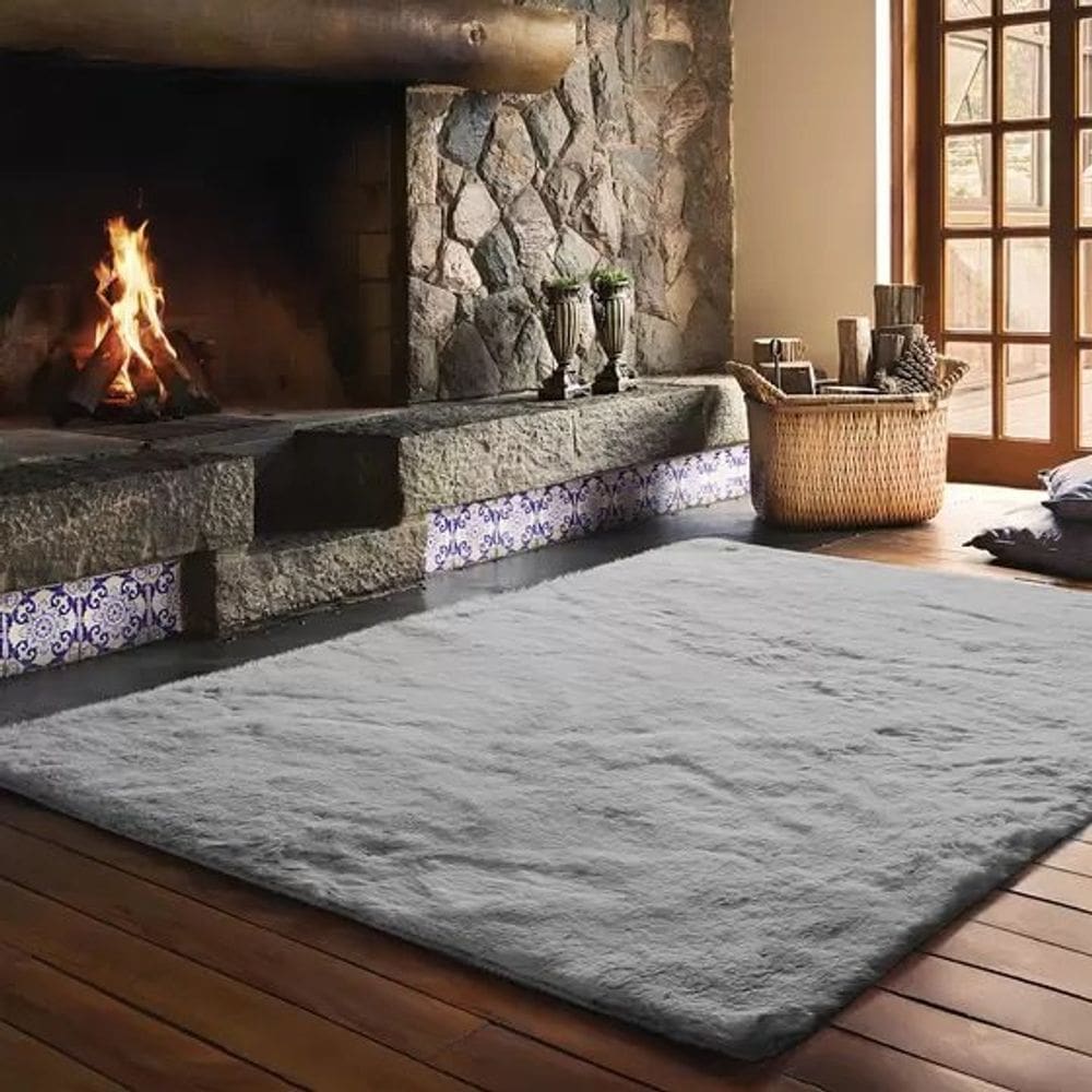 Tapete Pele De Coelho Melody 200x300 Jolitex Cinza