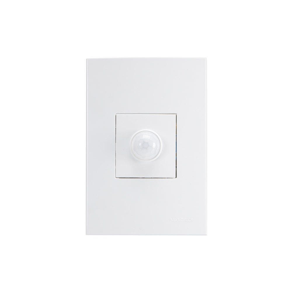 Sensor de Presença Modular MarGirius Sleek 120° com Placa 4x2 Branco Bivolt