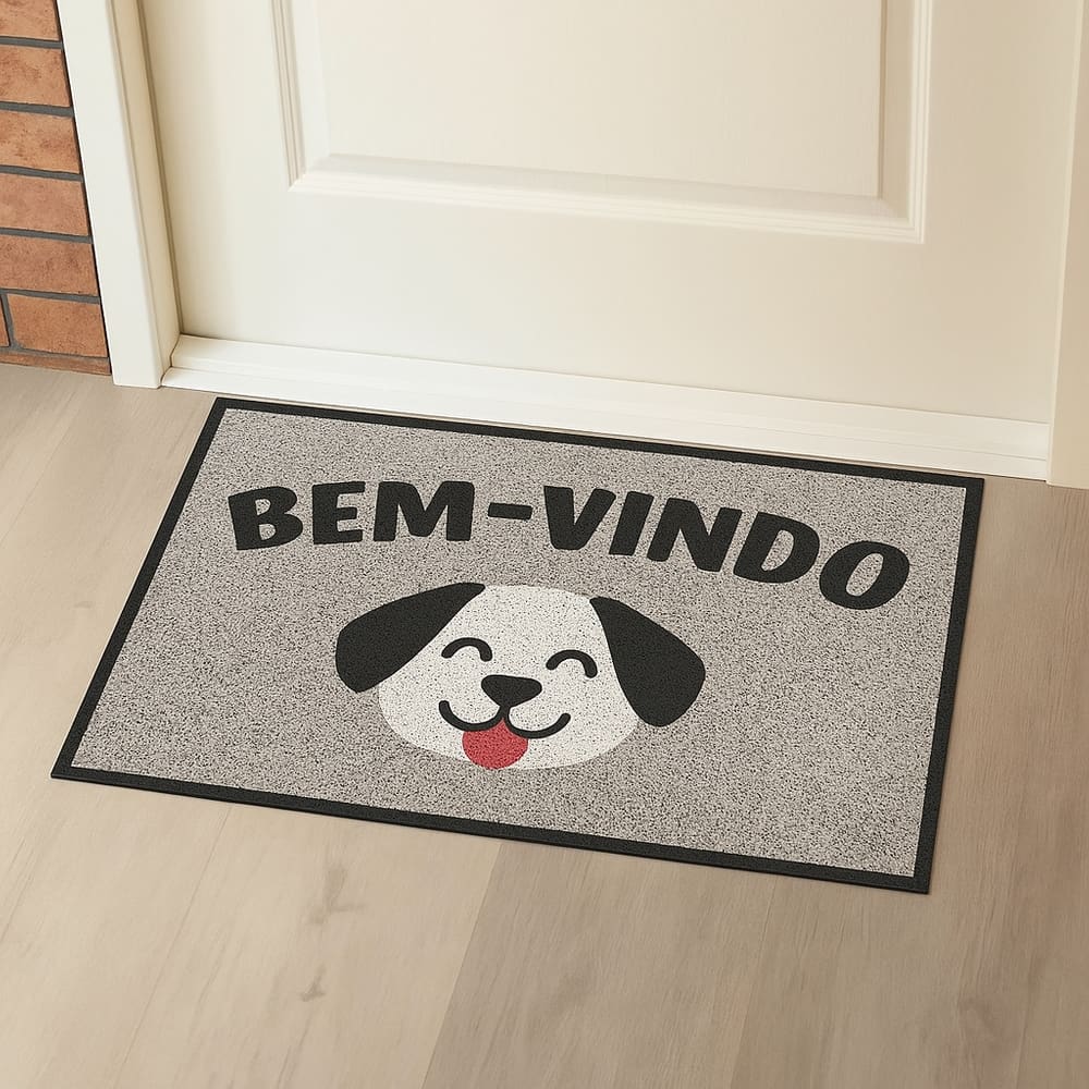 Capacho Vinílico Estampado Antiderrapante 60x40cm Cachorro Uzoo