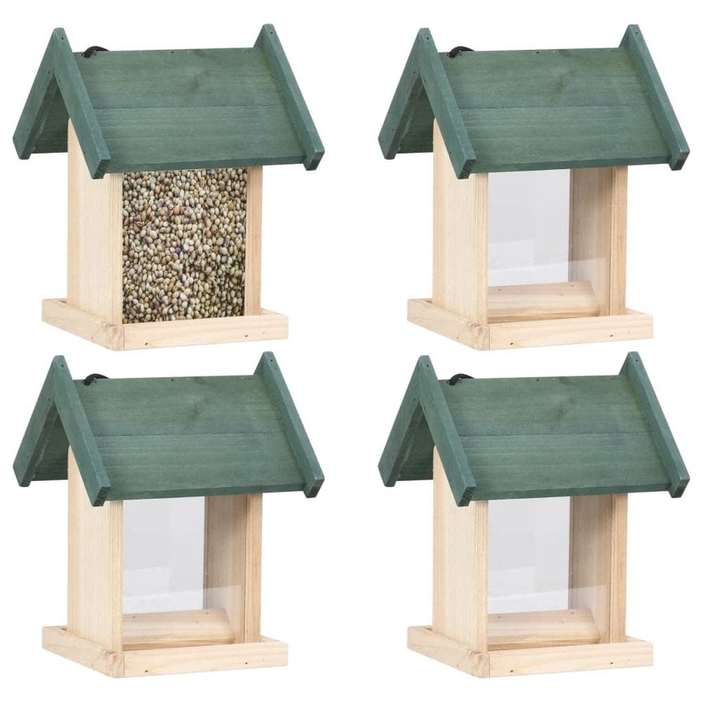 Conjunto de comedouros para pássaros vidaXL Firwood Construction 4 unidades