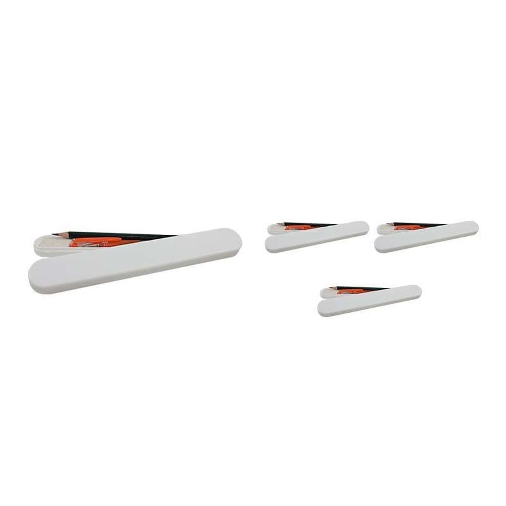 Kit 4 Mini Estojo Branco Plástico