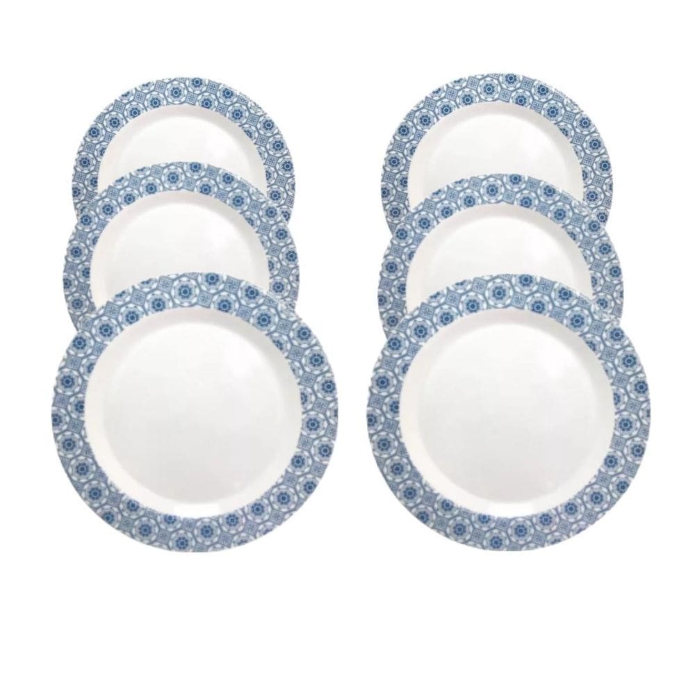 Jogo Jantar 6 Pçs Prato Fundo Decorado Melamina 25Cm 2009Cor