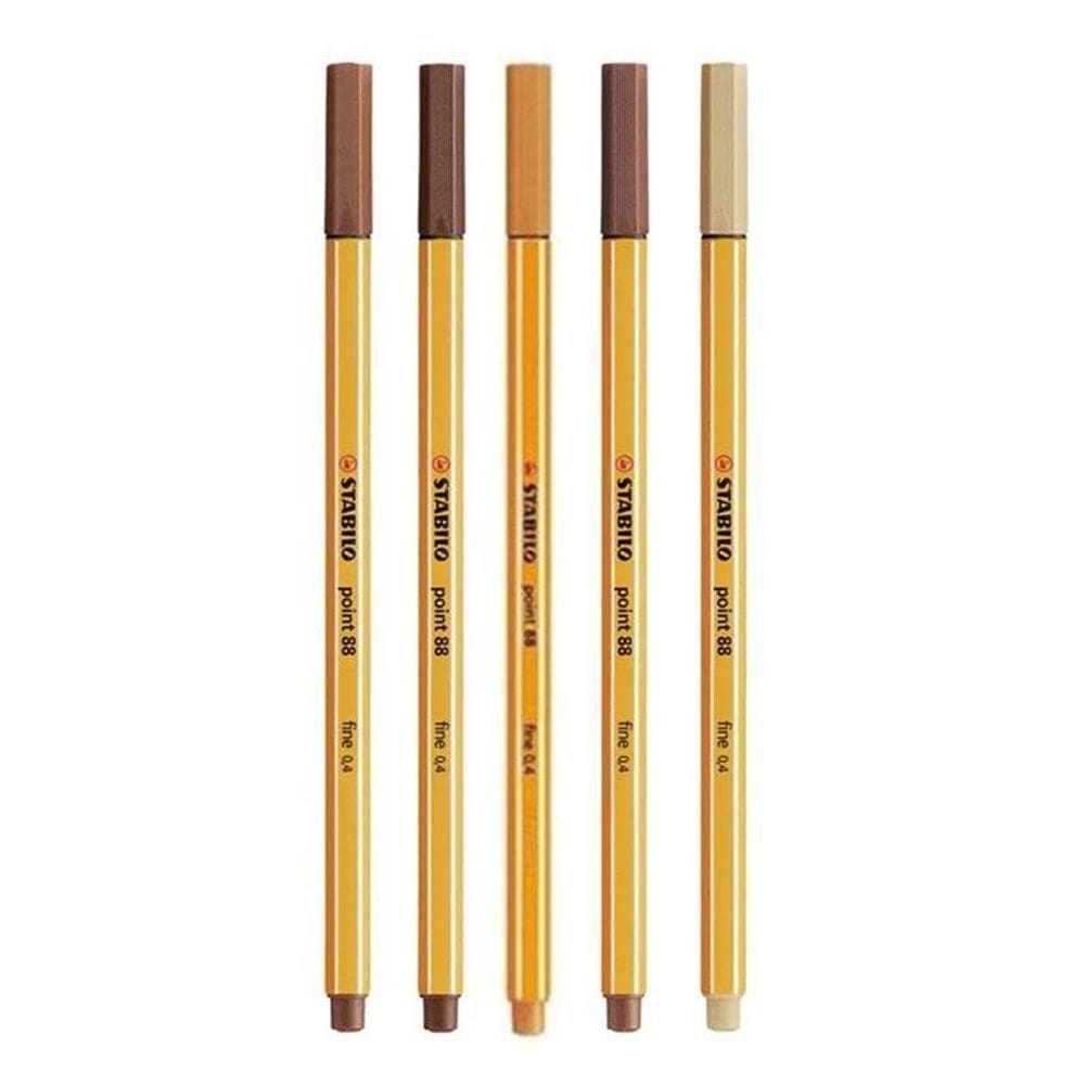 Caneta Fineliner 0.4mm Point 88 5 Tons De Marrom - Stabilo