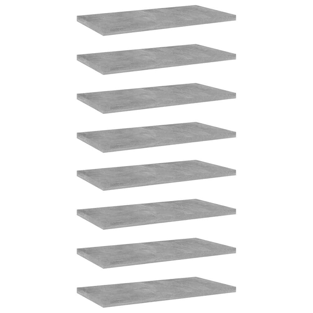 Placas de estante de livros VidaXL Engineered Wood Modern Grey Concrete