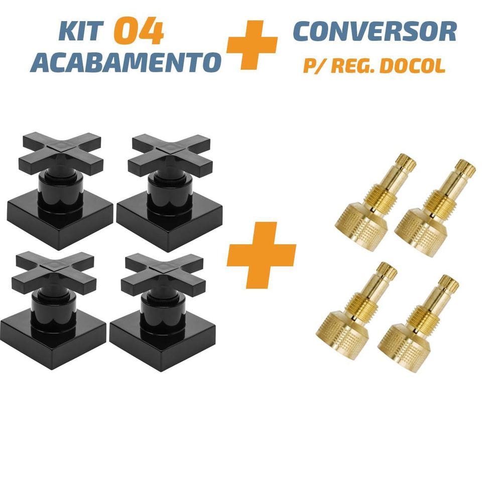 Kit 04 Acabamento Cruzeta Preto 1/2` Ou 3/4 Para Reg Docol