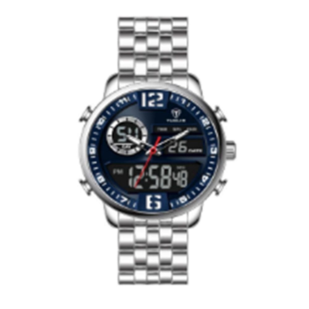 Relógio Masculino Tuguir AnaDigi 2314TU Prata e Azul 45mm