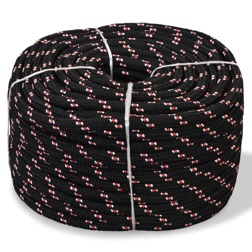 Corda marinha vidaXL, polipropileno preto, 0,31 cm de espessura, 100 m de comprimento