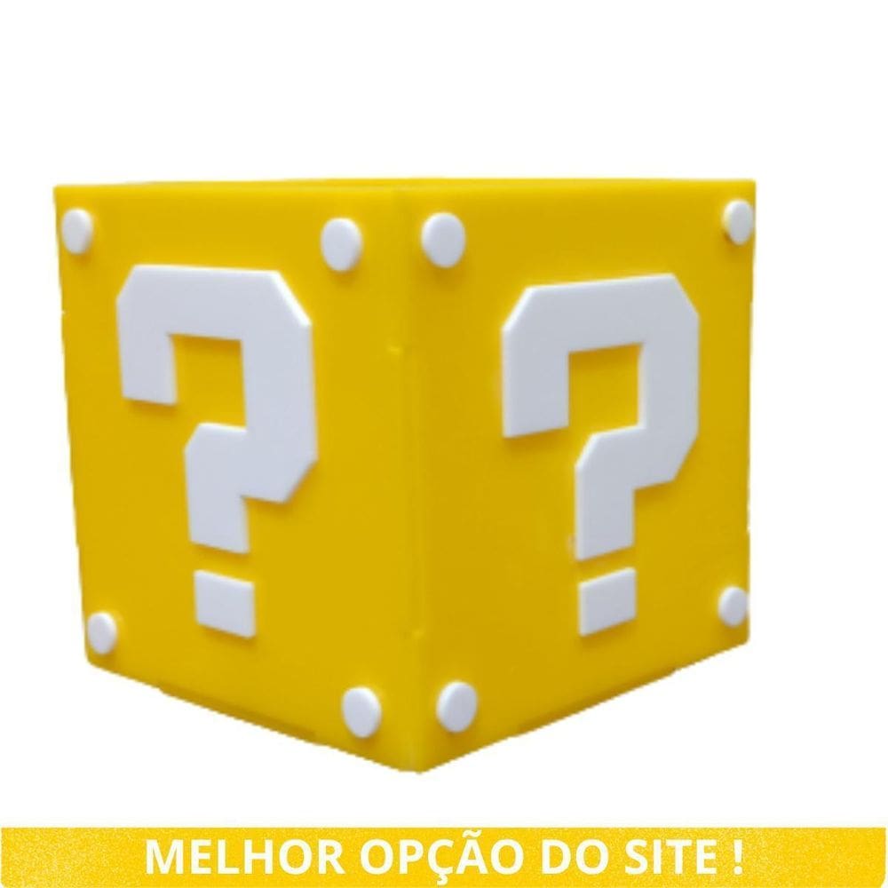 Porta Objetos Cubo Mario Amarelo E Branco Geek Gamers
