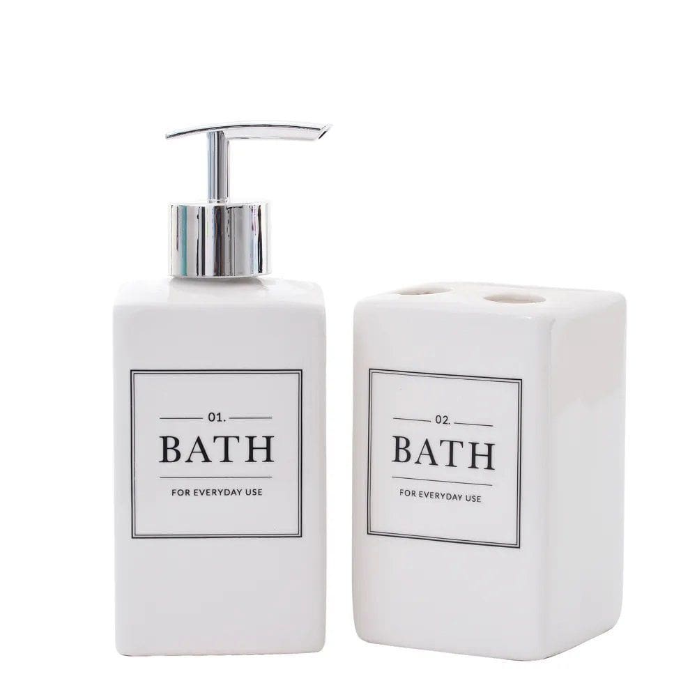 Kit Banheiro Bath De Porcelana 2 Peças 330ml - Mai Home - Branco