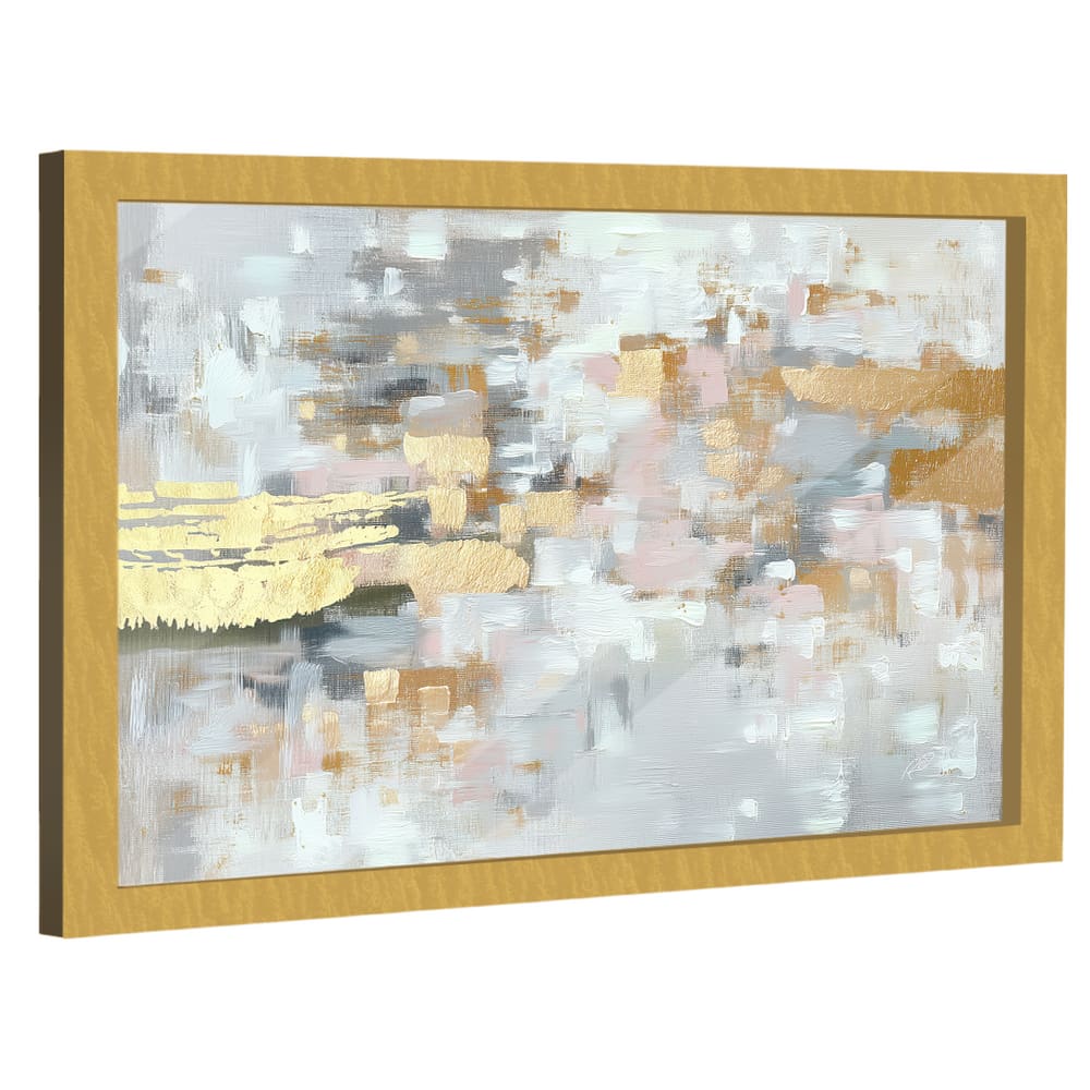 Quadro Decorativo Abstrato Contraste Dourado