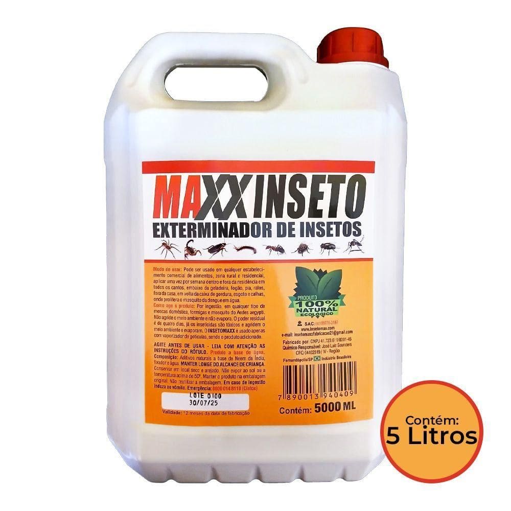 Exterminador De Moscas Baratas E Outros Maxxinseto Power 5 Litros - 100% Natural