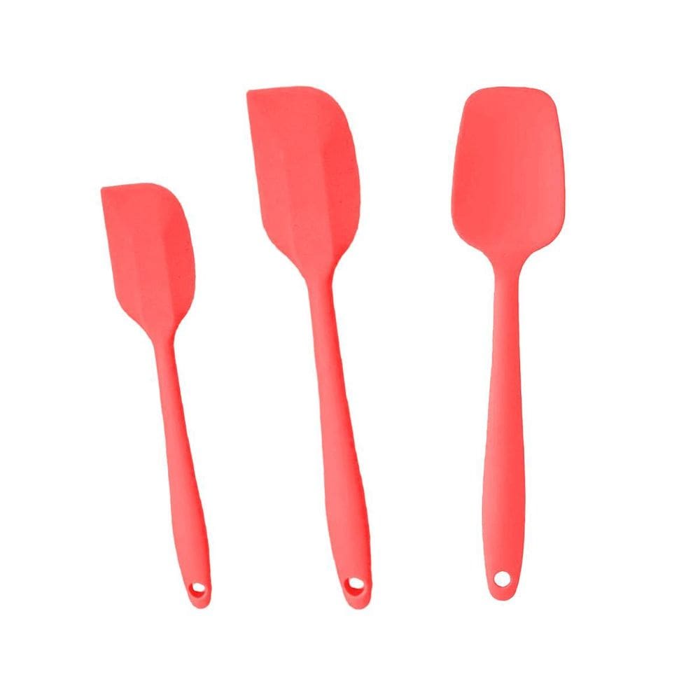 Kit 3 Espátulas De Silicone Para Cozinha Reforçada Vermelha-