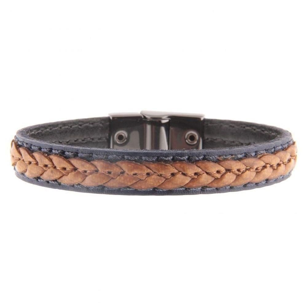 Pulseira Couro Armazem Rr Bijoux Masculina Trançada Marrom