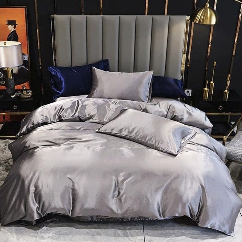 Jogo De Cama Solteiro King Cetim Toque De Seda 7Pç Completo