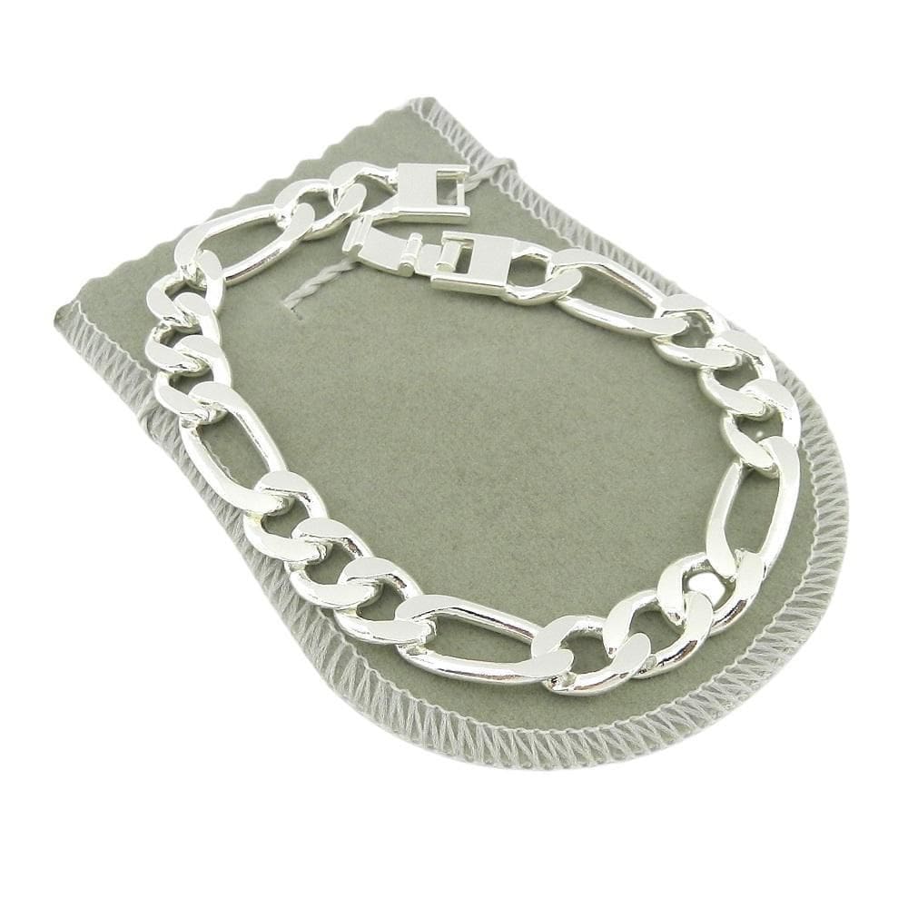 Pulseira Masculina 20Cm 1Cm Largura Folheada Prata Pl115