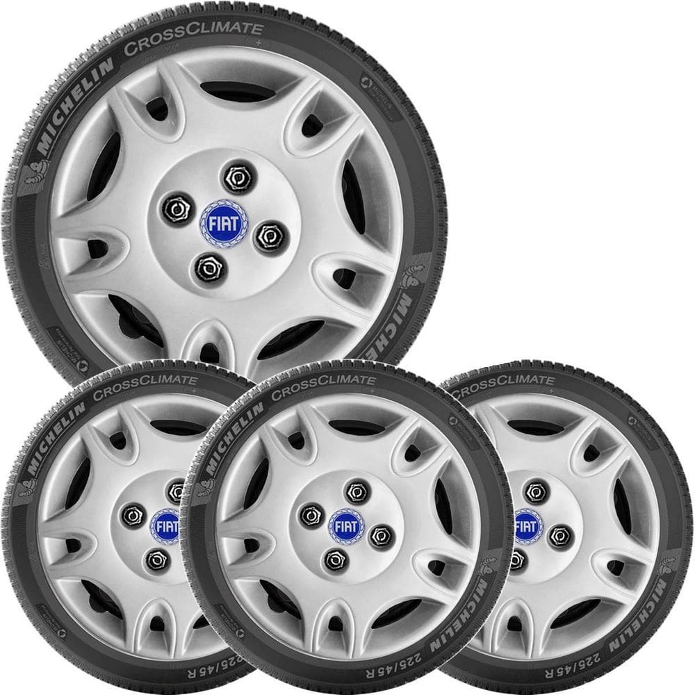 4X Calota Fiat Palio Uno Mille Siena Aro 13 Emblema 050Cb