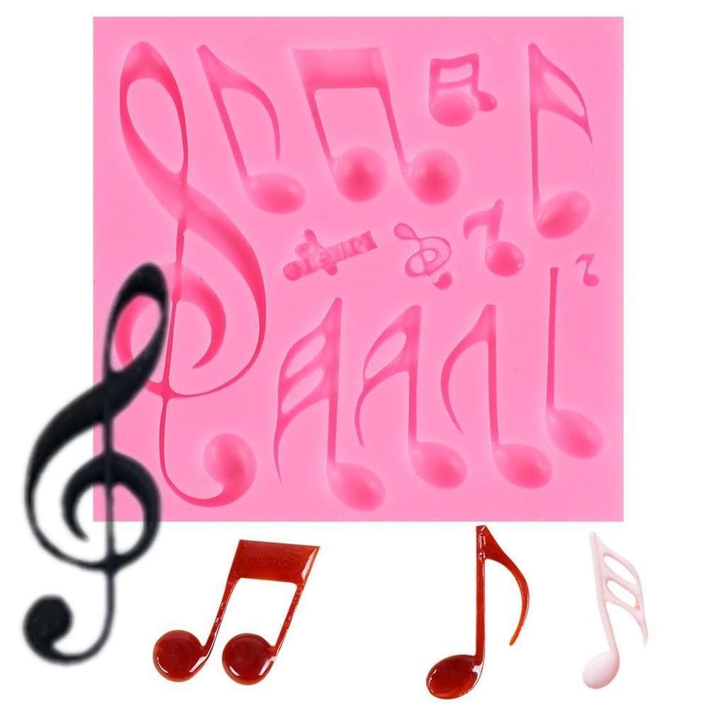 Molde Silicone Musica Letras Notas Musicais Fondant Biscuit