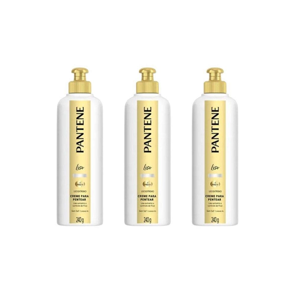 Creme Para Pentear Pantene 240G Liso Extremo - Kit Com 3Un