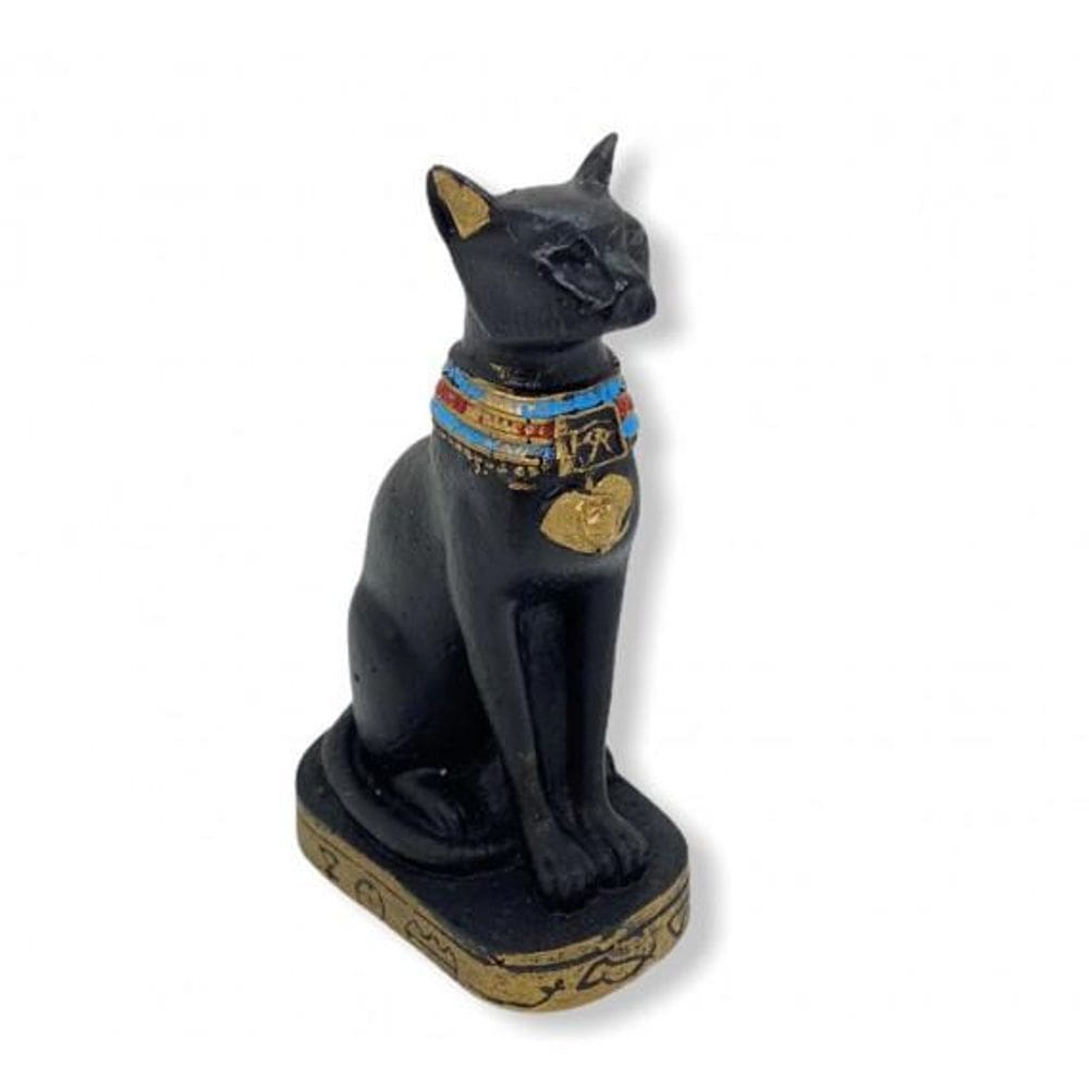 Escultura Egipcia Bastet Preto 9,00 Cm Em Resina