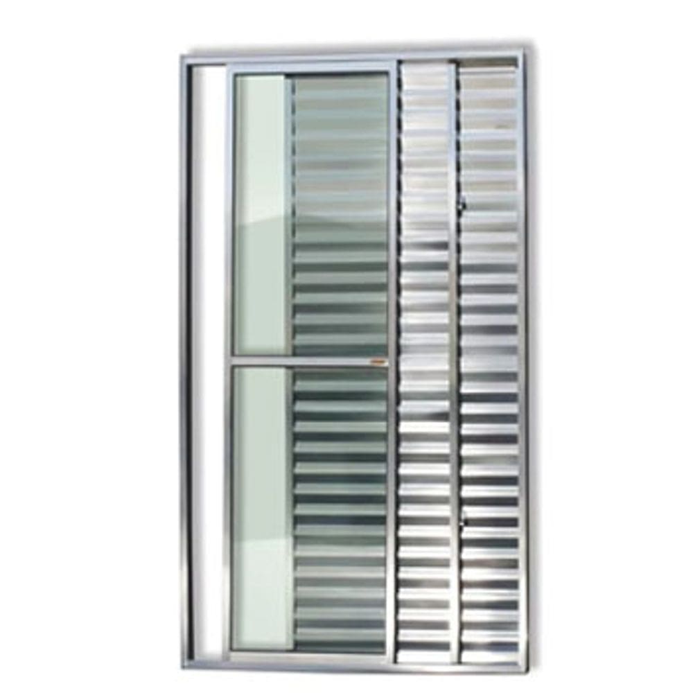Porta Balcão 3 Folhas Aluminio Brilhante C/Trinco 2,10x1,20