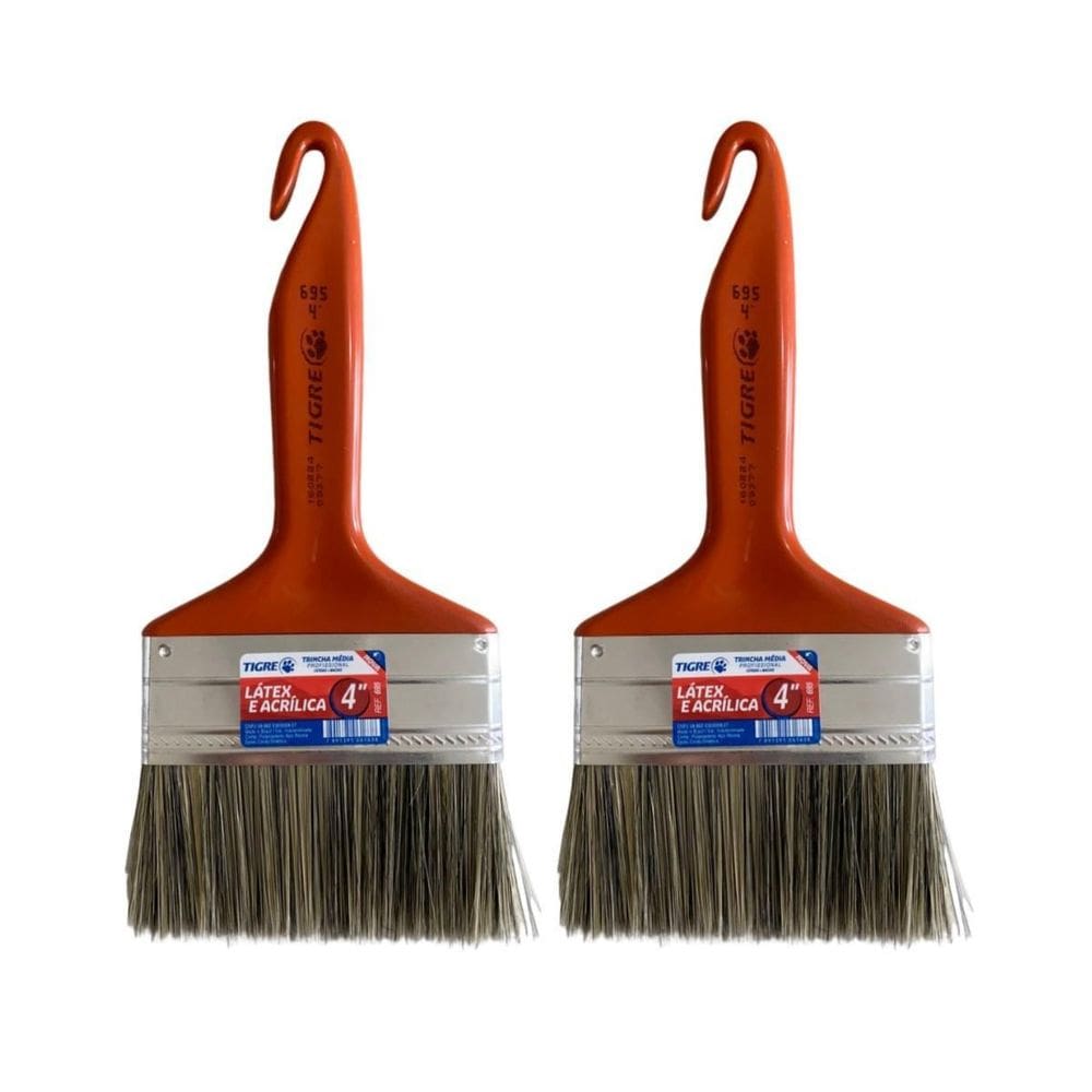 Kit 2 Trincha Pincel Para Pintura Látex Acrílica 4`` Tigre