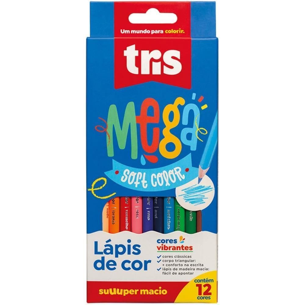 Lápis De Cor Triangular Mega Soft 12 Cores 6 Estojos