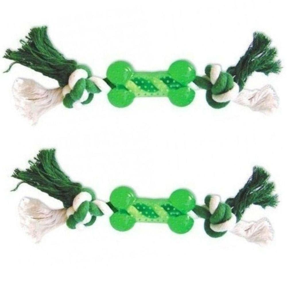 Kit 2 Mordedores De Corda Com Ossinho De Borracha Para Cães.