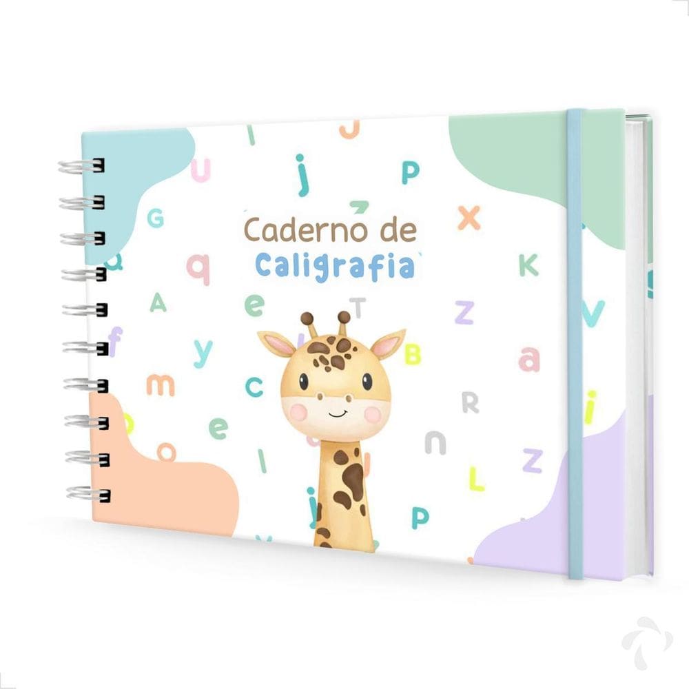 Caderno De Caligrafia Com Atividades Capa Dura Menino Girafa