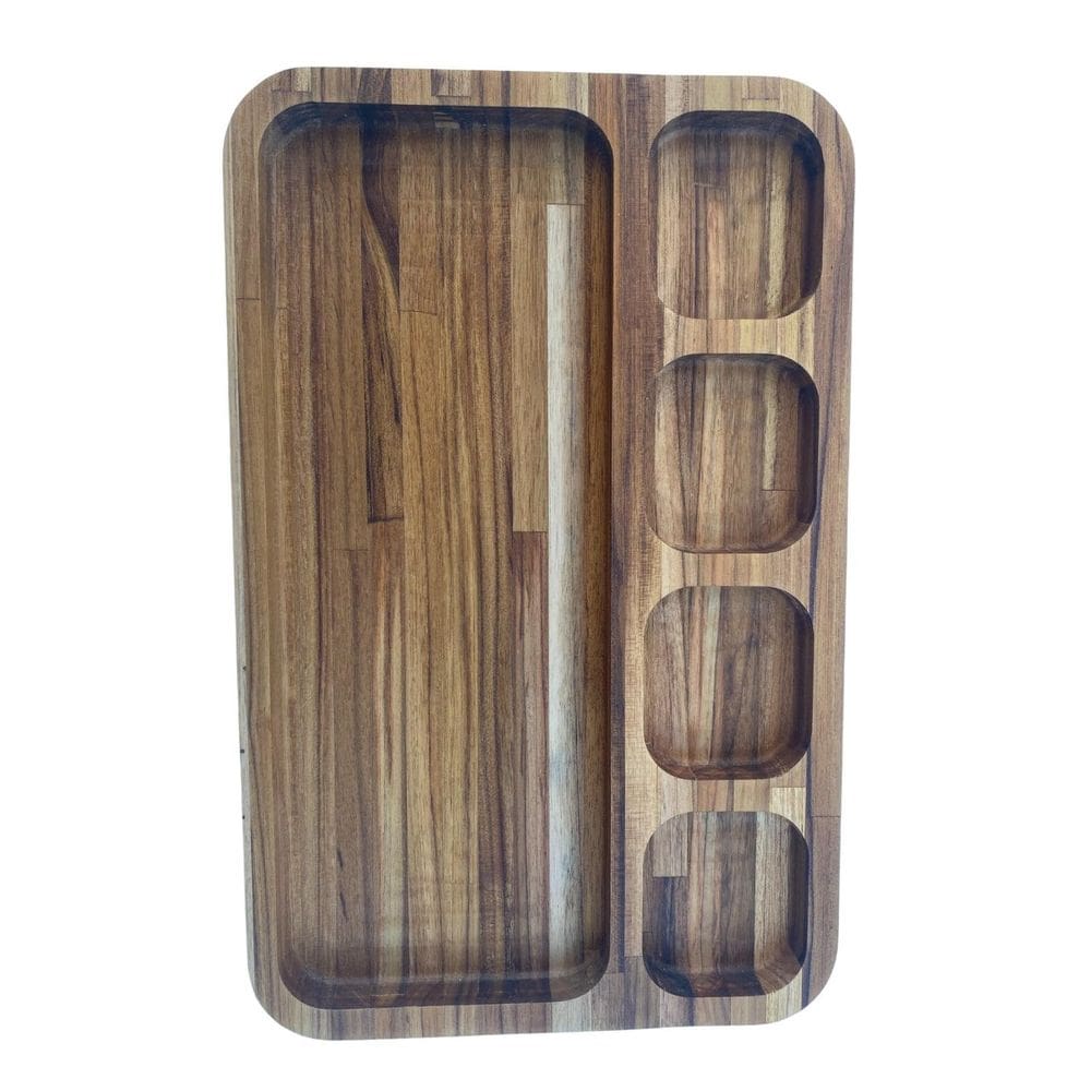 Bandeja Gamela Teca G Com 5 Divisórias 44X28X3,5Cm