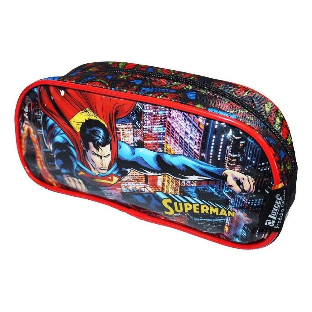 Estojo Escolar Superman Filme Compartimento Grande Simples