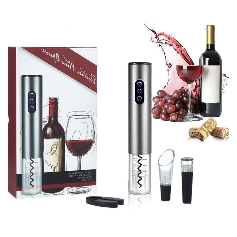 Kit Abridor De Vinho Saca Rolha Elétrico Recarregável Usb