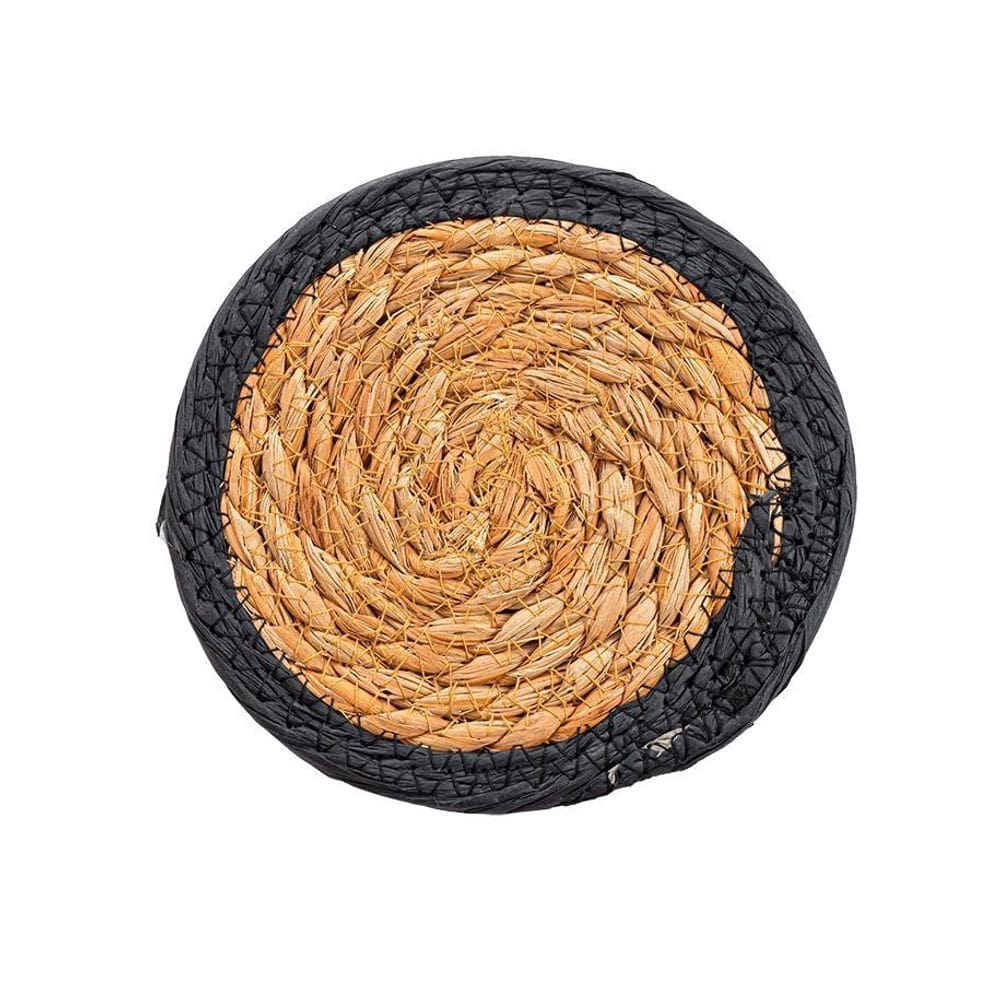 Jogo Americano 4 Lugares Chá/Café Fame Juta Preto Mimo Style